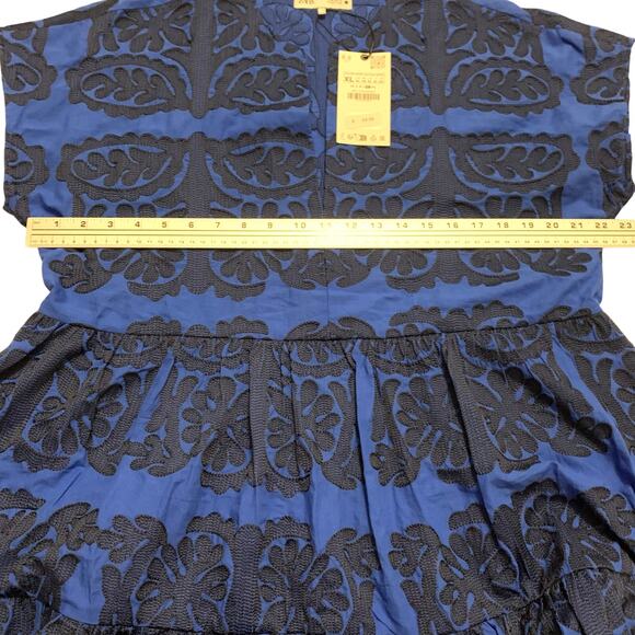 Zara Womens NWT Embroidered Short Dress Tunic Cobalt Blue XL Bloggers Fave BOHO - Picture 8 of 14